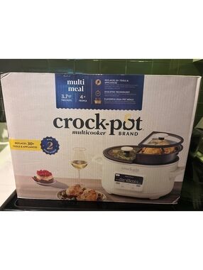 Crock-Pot MultiMeal Multicooker 3.7 Qt Dual Pot Programmable Oat Milk NEW